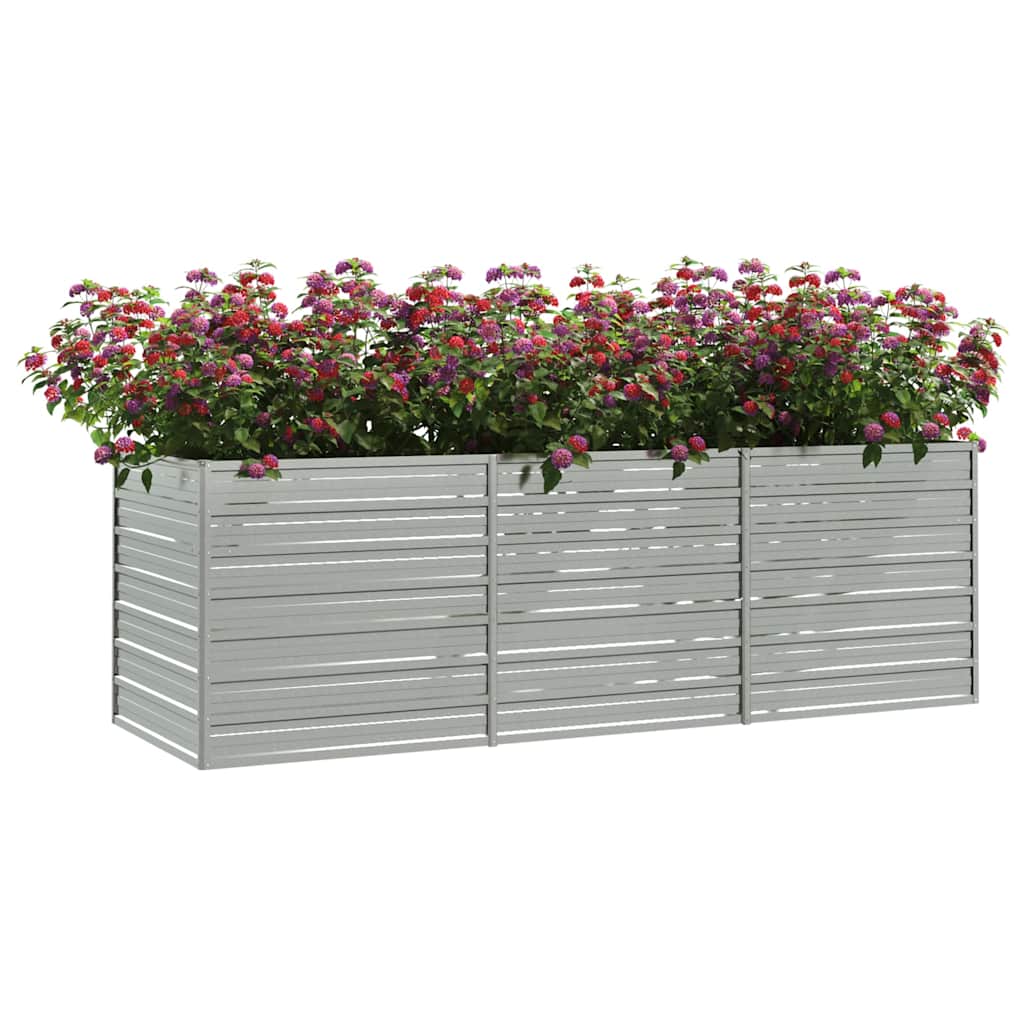 Povišena vrtna gredica 240 x 80 x 77 cm pocinčani čelik srebrna