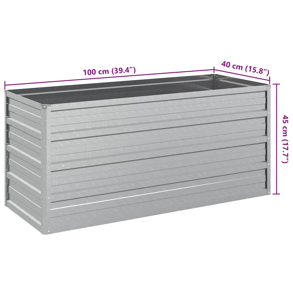 Povišena vrtna gredica 100 x 40 x 45 cm pocinčani čelik srebrna