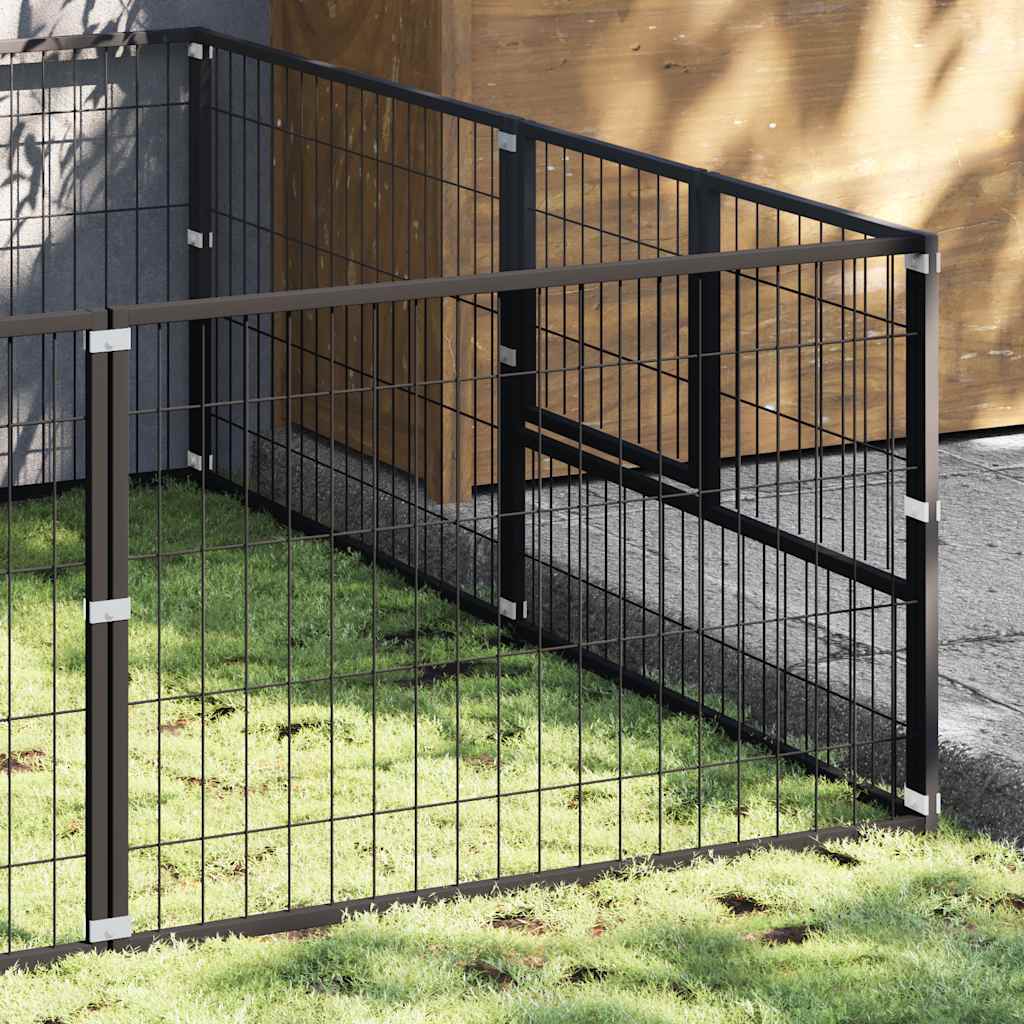 Kavez za pse crni 6 m² čelični