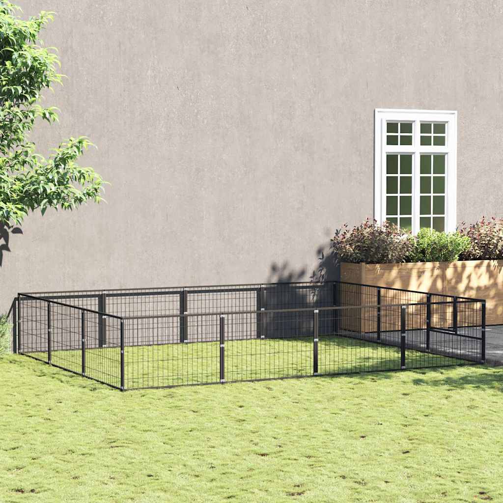 Kavez za pse crni 12 m² čelični