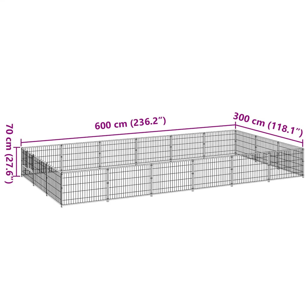 Kavez za pse crni 18 m² čelični