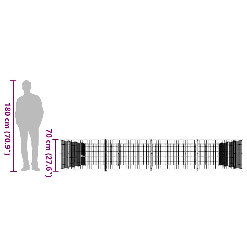 Kavez za pse crni 16 m² čelični