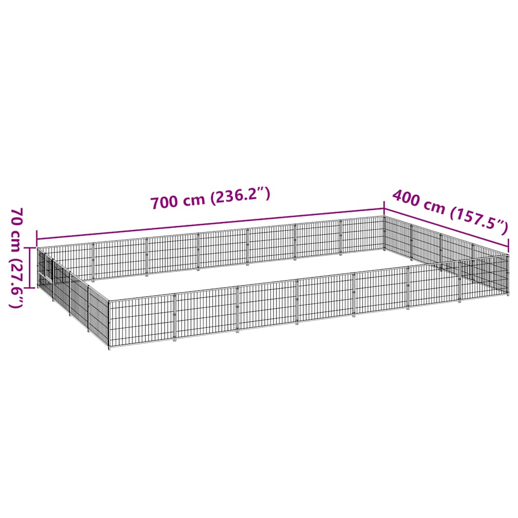 Kavez za pse crni 28 m² čelični