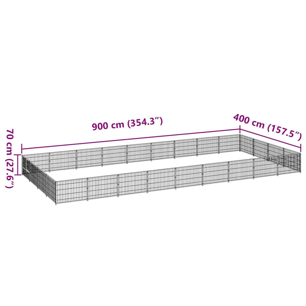 Kavez za pse crni 36 m² čelični