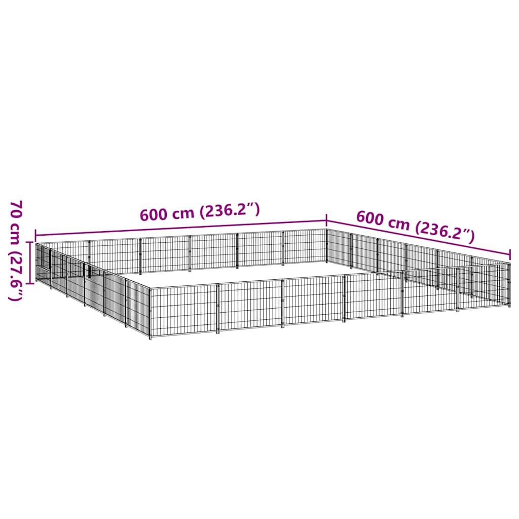 Kavez za pse crni 36 m² čelični