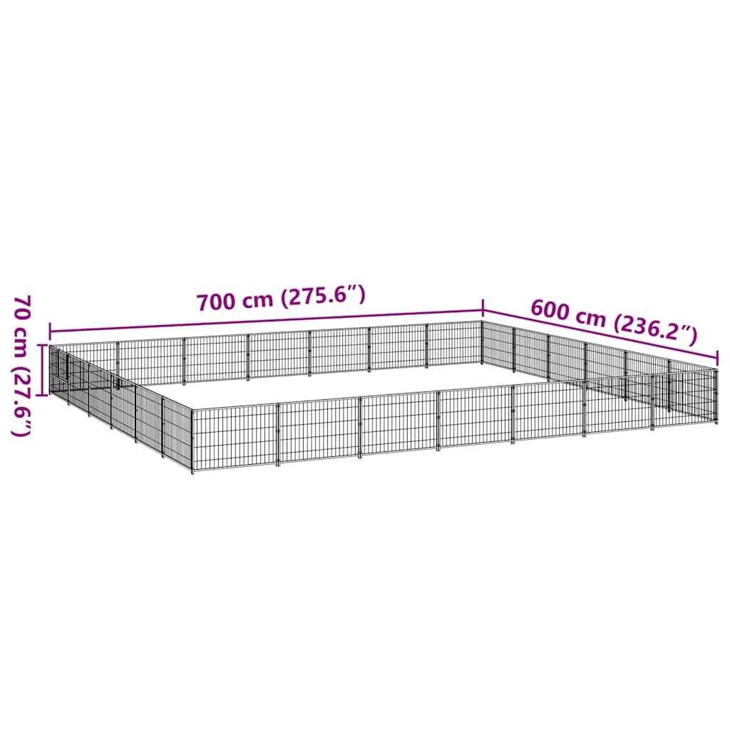 Kavez za pse crni 42 m² čelični