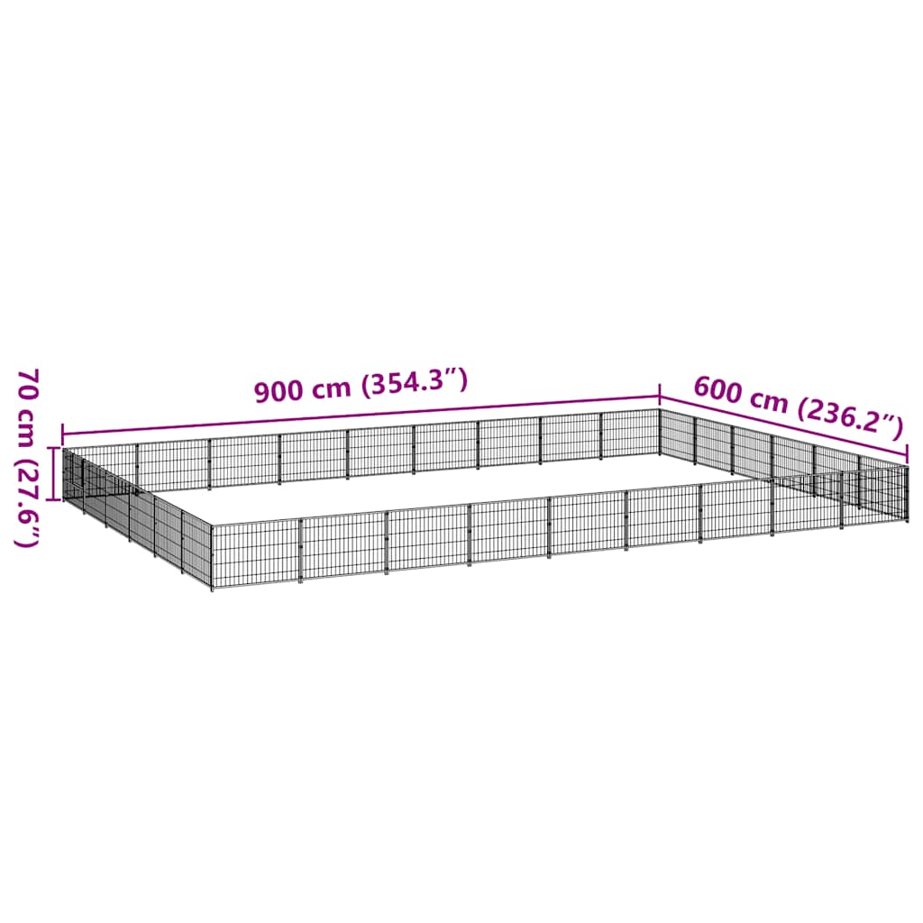 Kavez za pse crni 54 m² čelični