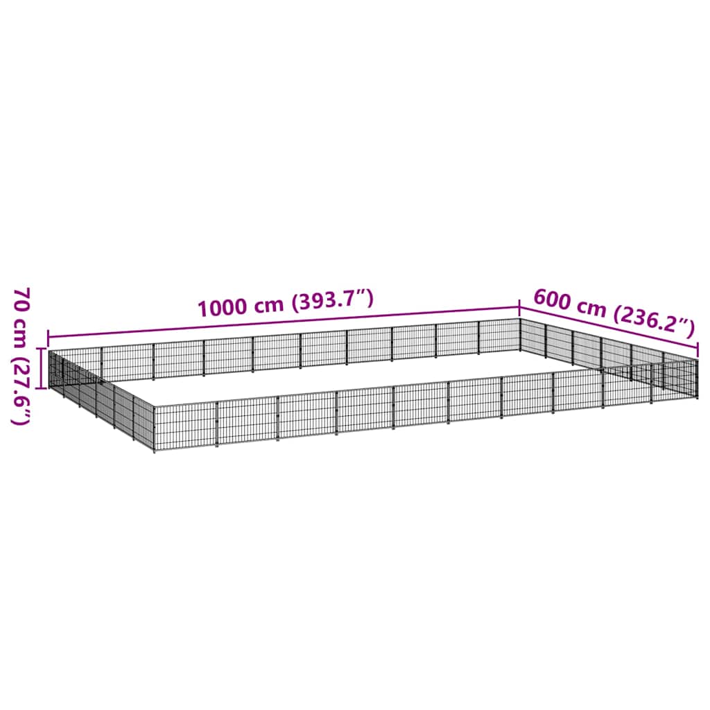 Kavez za pse crni 60 m² čelični