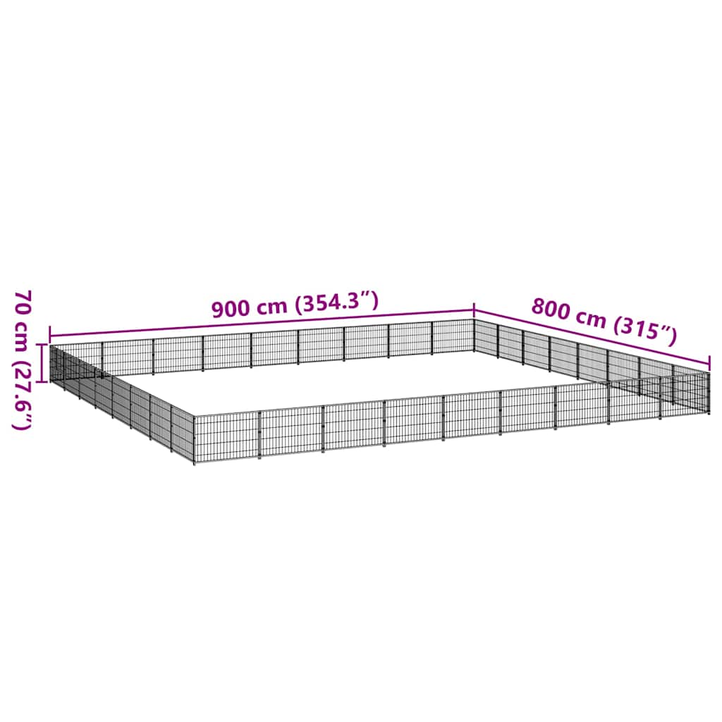 Kavez za pse crni 72 m² čelični