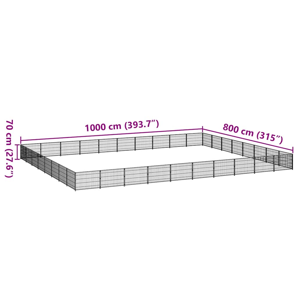 Kavez za pse crni 80 m² čelični