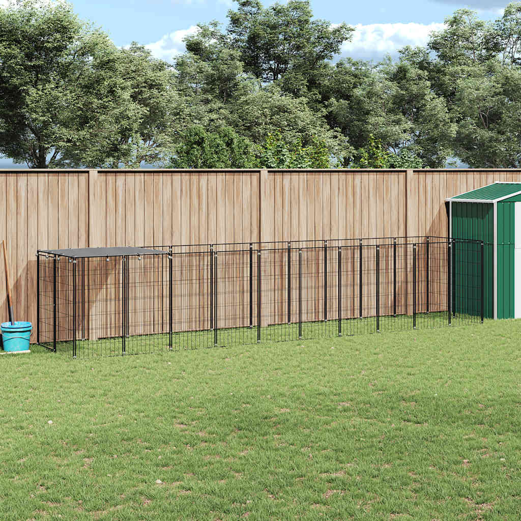 Kavez za pse crni 6,05 m² čelični