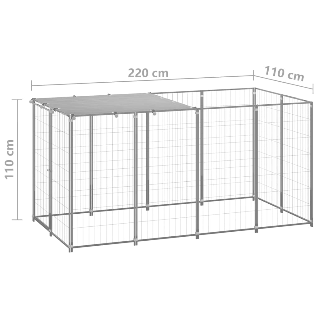 Kavez za pse srebrni 2,42 m² čelični
