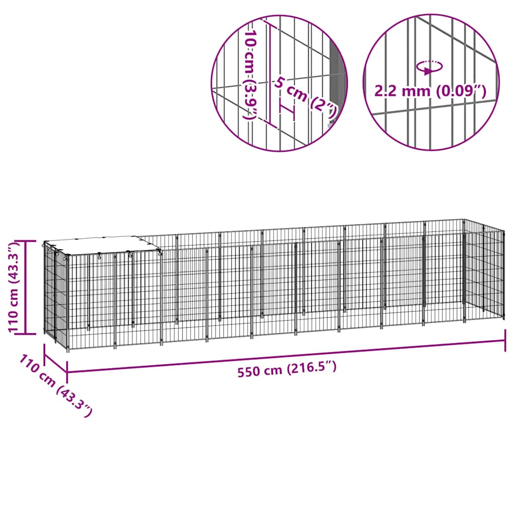 Kavez za pse srebrni 6,05 m² čelični