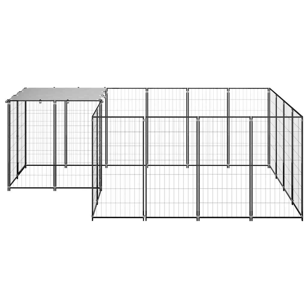Kavez za pse crni 6,05 m² čelični