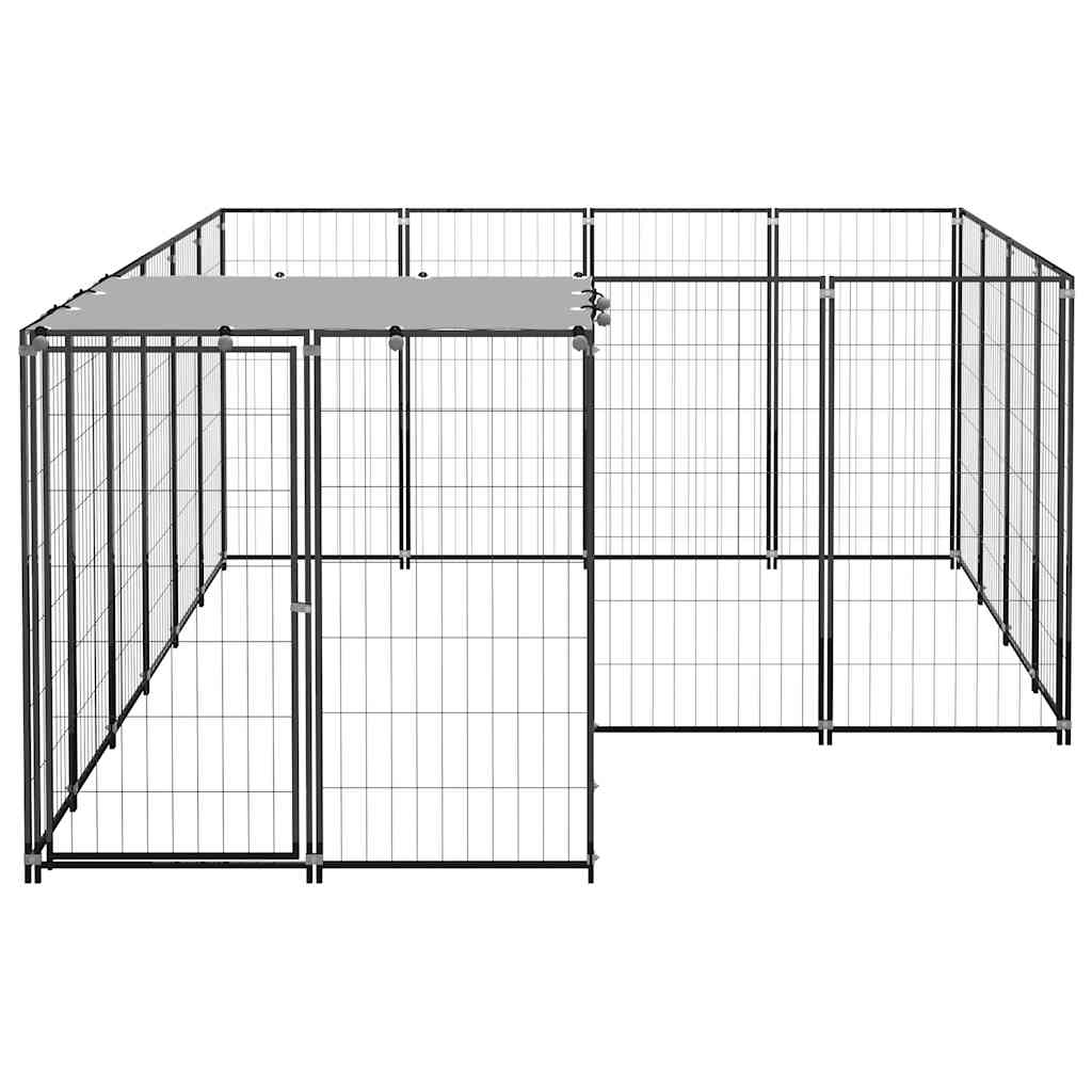 Kavez za pse crni 6,05 m² čelični