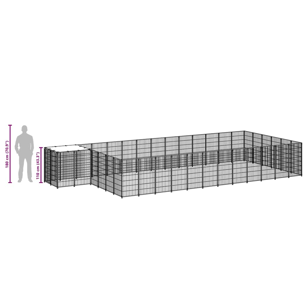 Kavez za pse crni 22,99 m² čelični