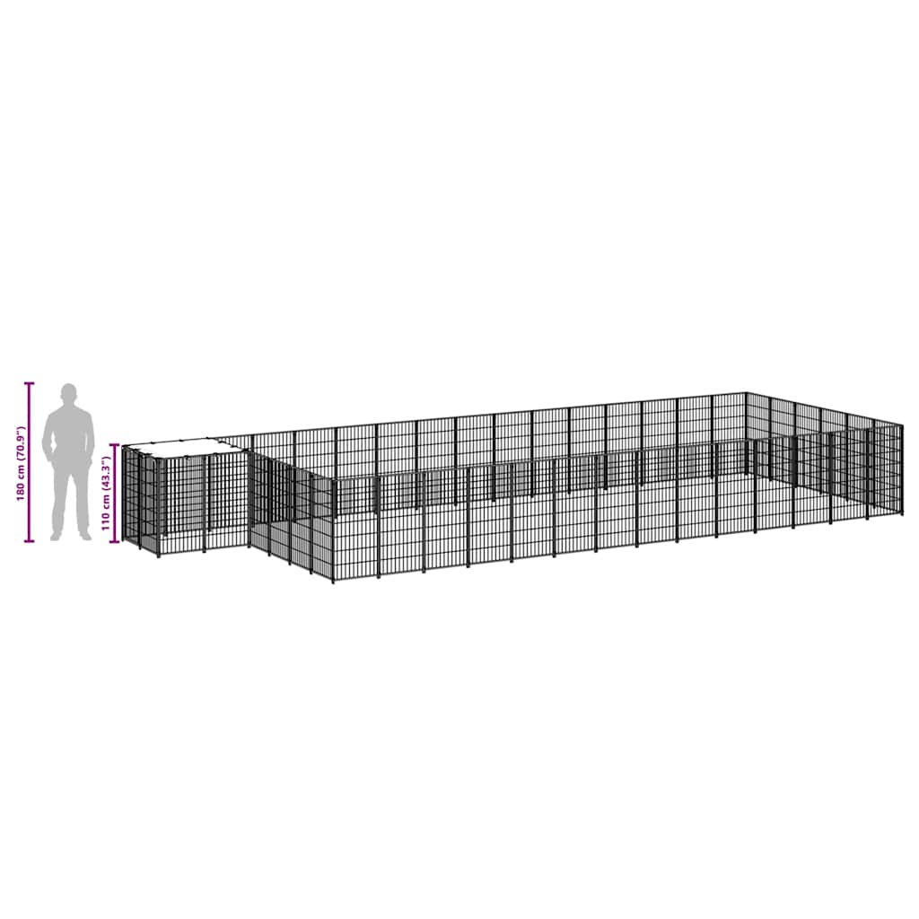 Kavez za pse crni 26,62 m² čelični