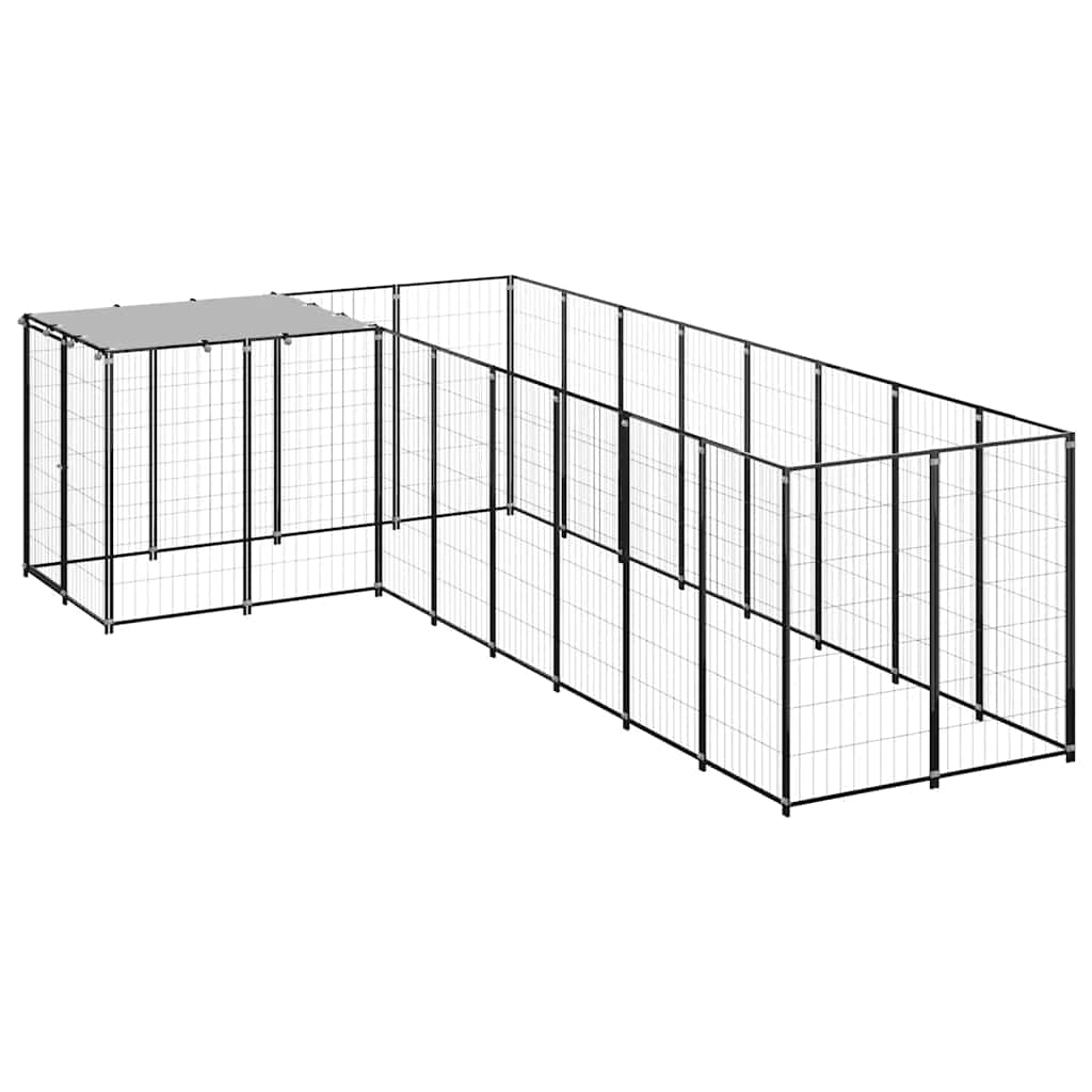 Kavez za pse crni 6,05 m² čelični