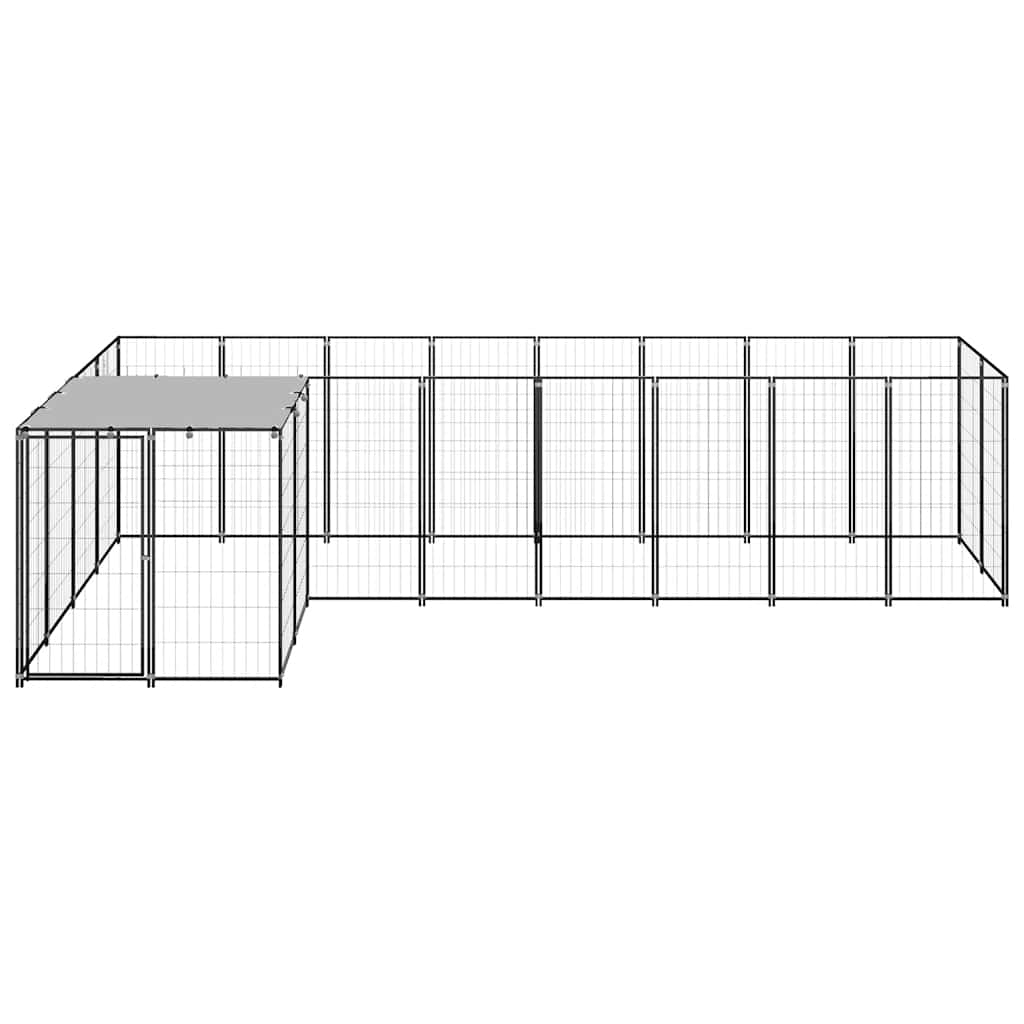 Kavez za pse crni 6,05 m² čelični
