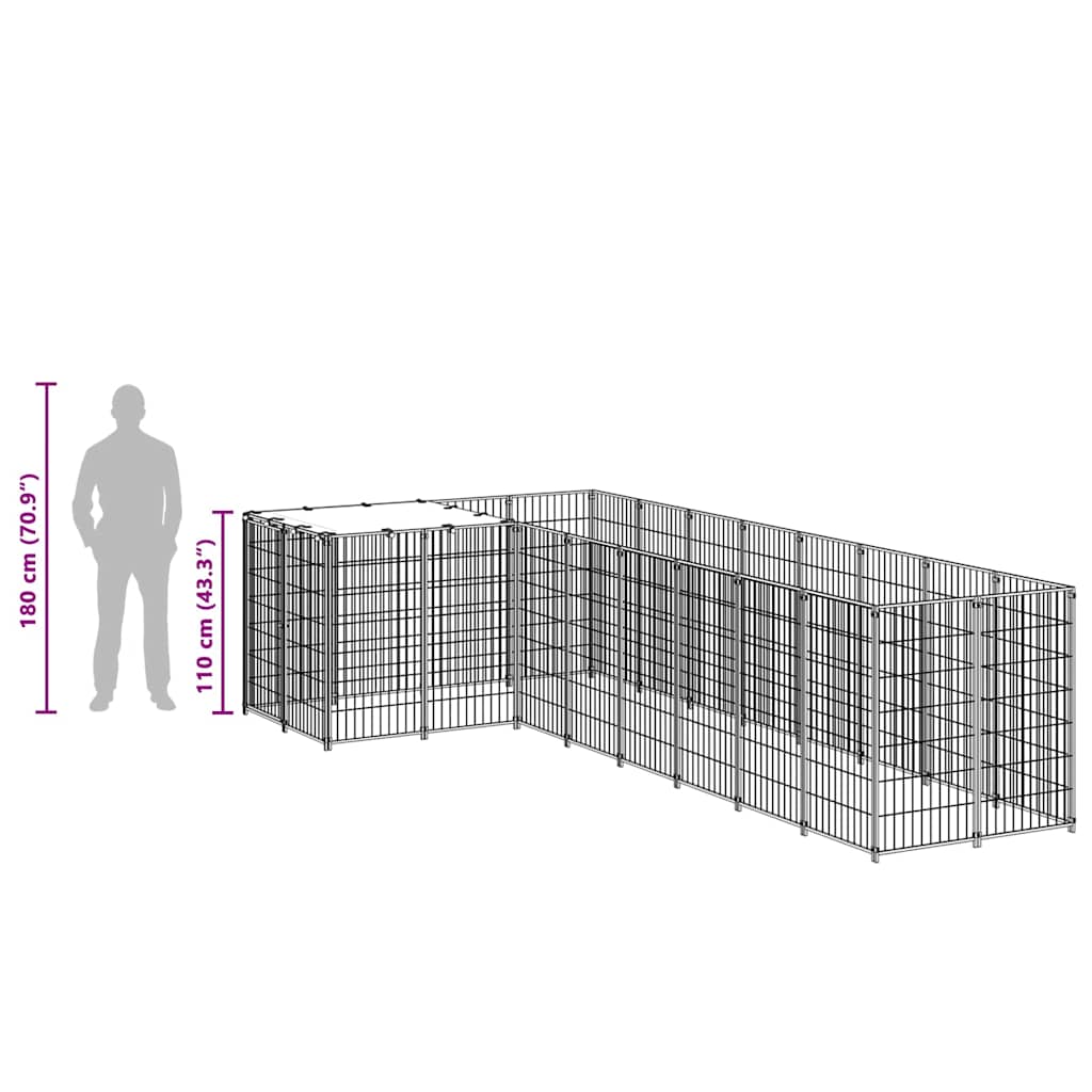 Kavez za pse crni 6,05 m² čelični