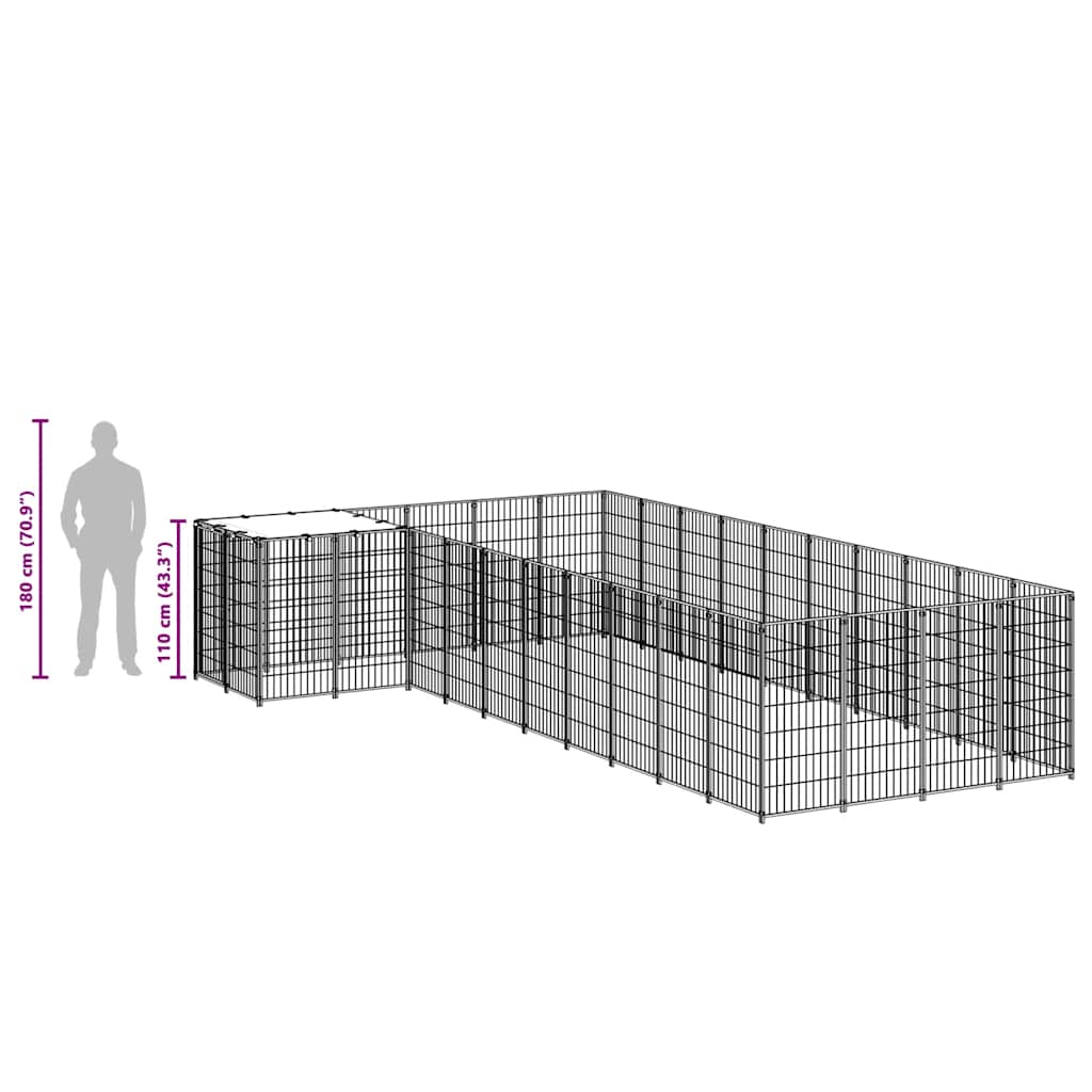 Kavez za pse crni 13,31 m² čelični