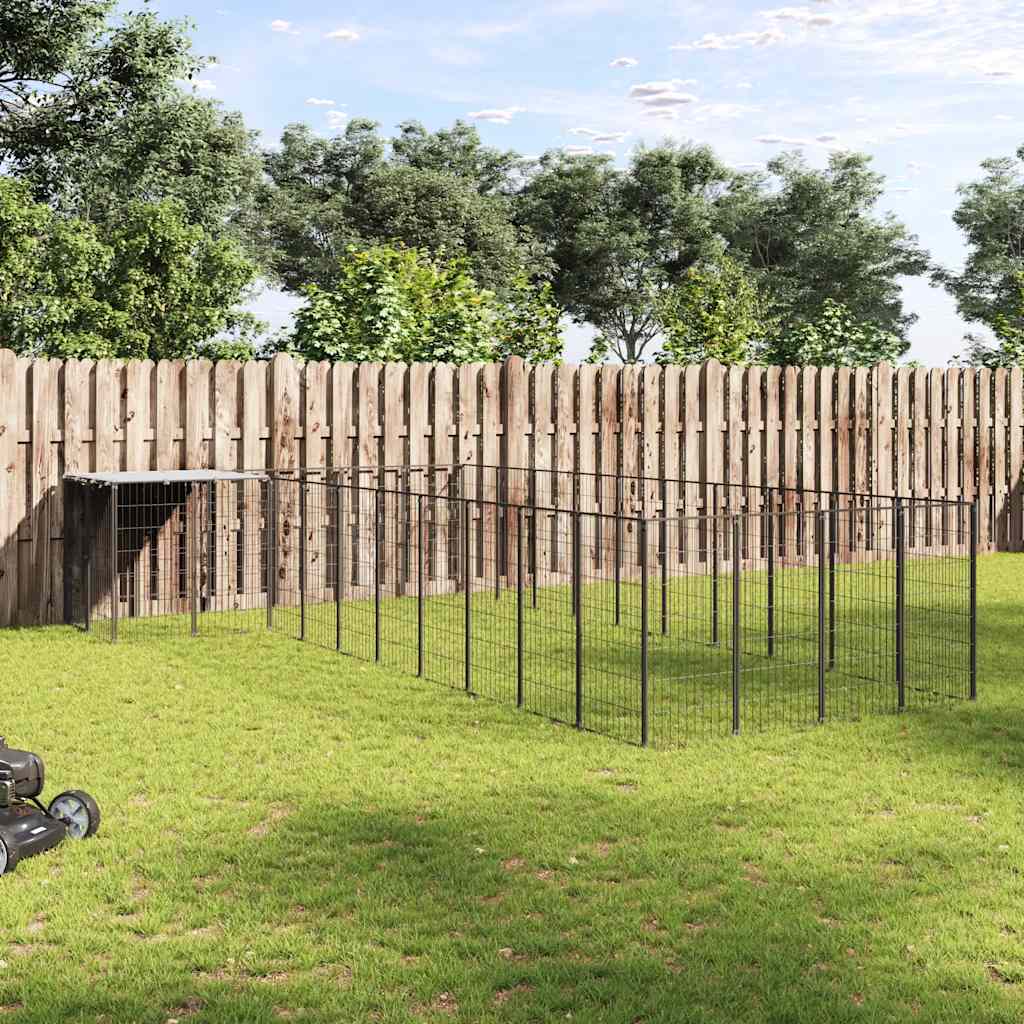 Kavez za pse crni 13,31 m² čelični
