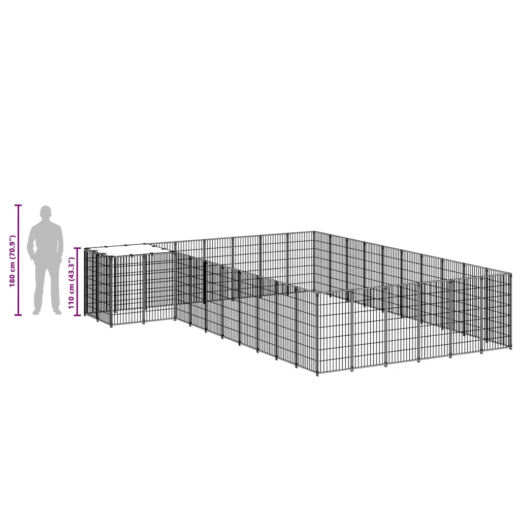 Kavez za pse crni 19,36 m² čelični