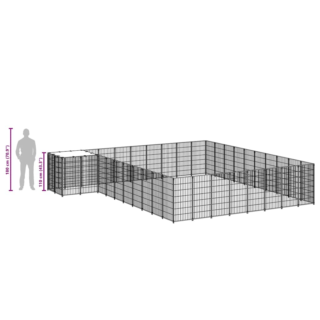 Kavez za pse crni 25,41 m² čelični