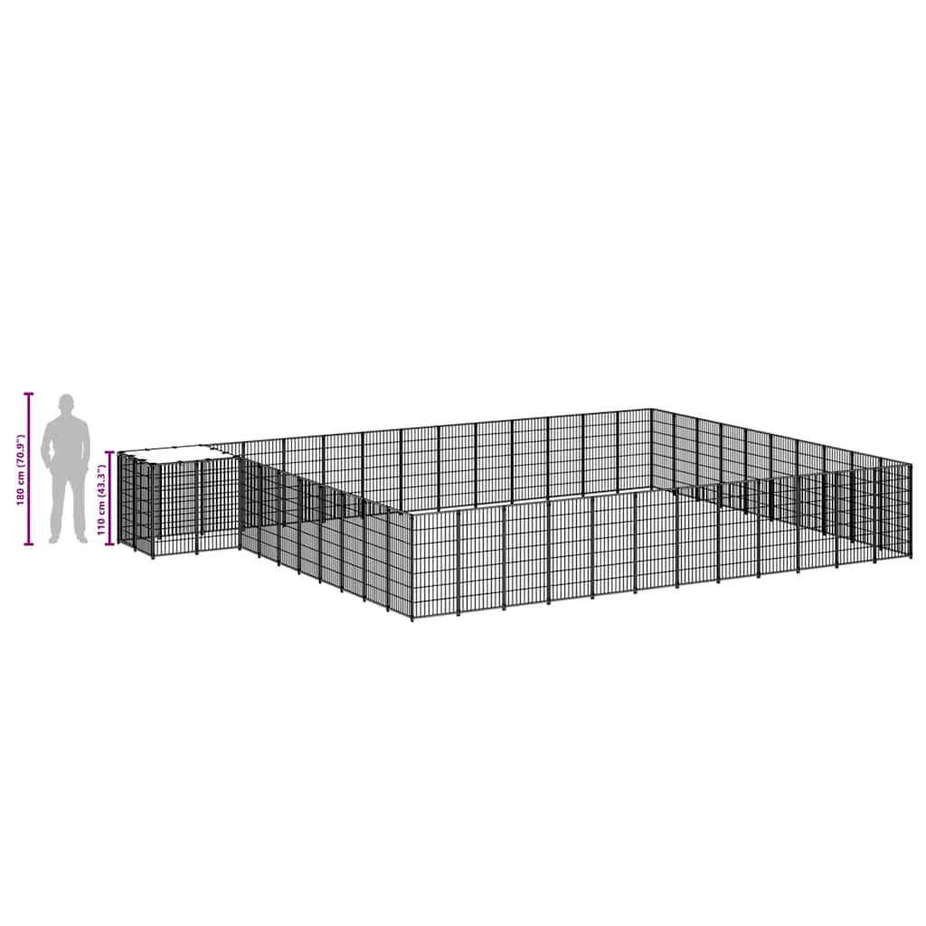 Kavez za pse crni 37,51 m² čelični