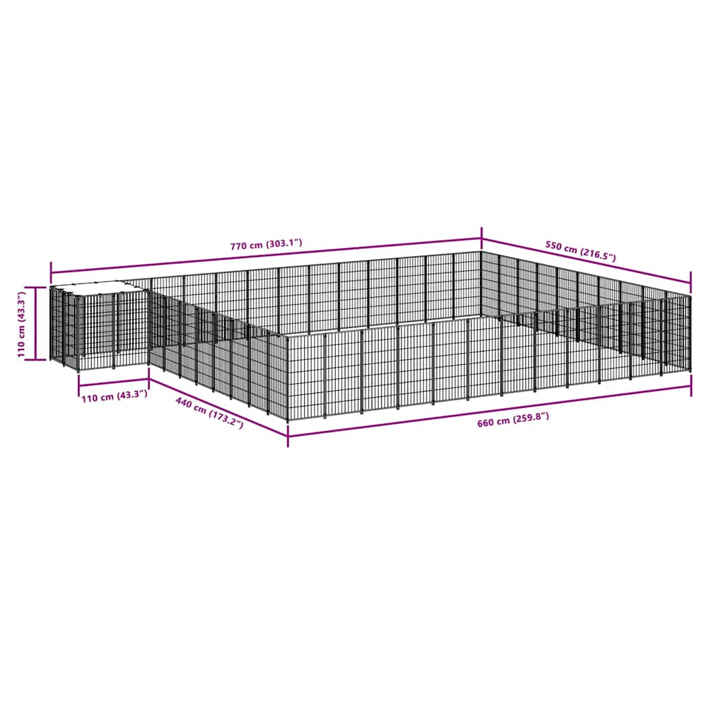 Kavez za pse srebrni 37,51 m² čelični