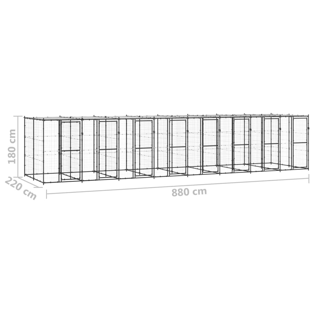 Vanjski kavez za pse s krovom čelični 19,36 m²