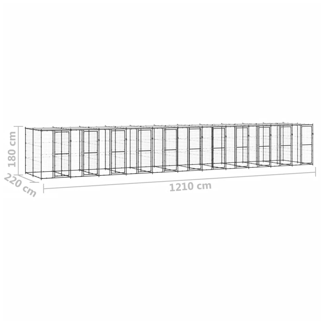 Vanjski kavez za pse s krovom čelični 26,62 m²