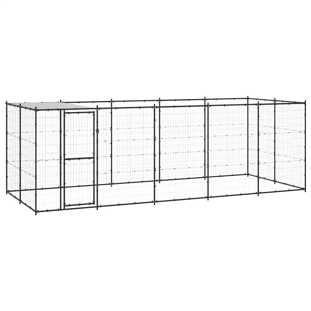 Vanjski kavez za pse s krovom čelični 12,1 m²