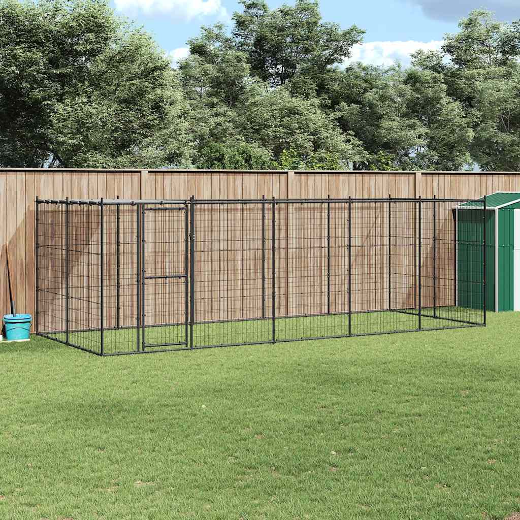 Vanjski kavez za pse s krovom čelični 12,1 m²