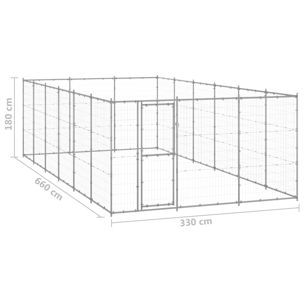 Vanjski kavez za pse od pocinčanog čelika 21,78 m²