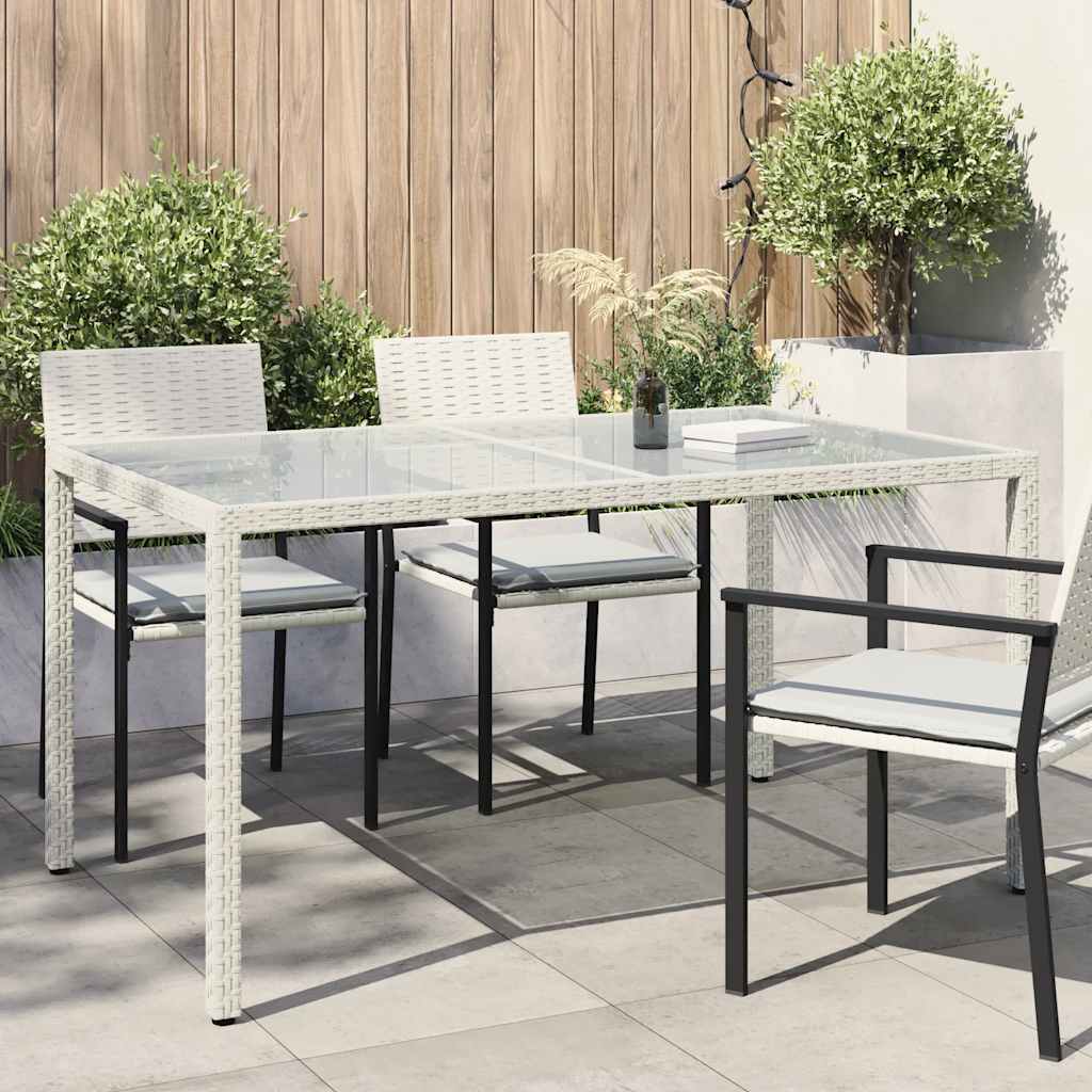Vrtni stol 150x90x75 cm od kaljenog stakla i poliratana bijeli