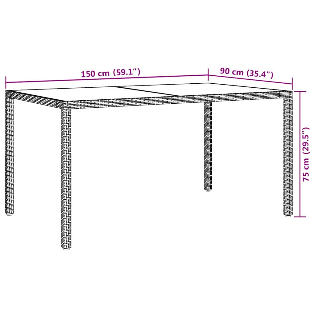 Vrtni stol 150 x 90 x 75 cm od kaljenog stakla i poliratana bež