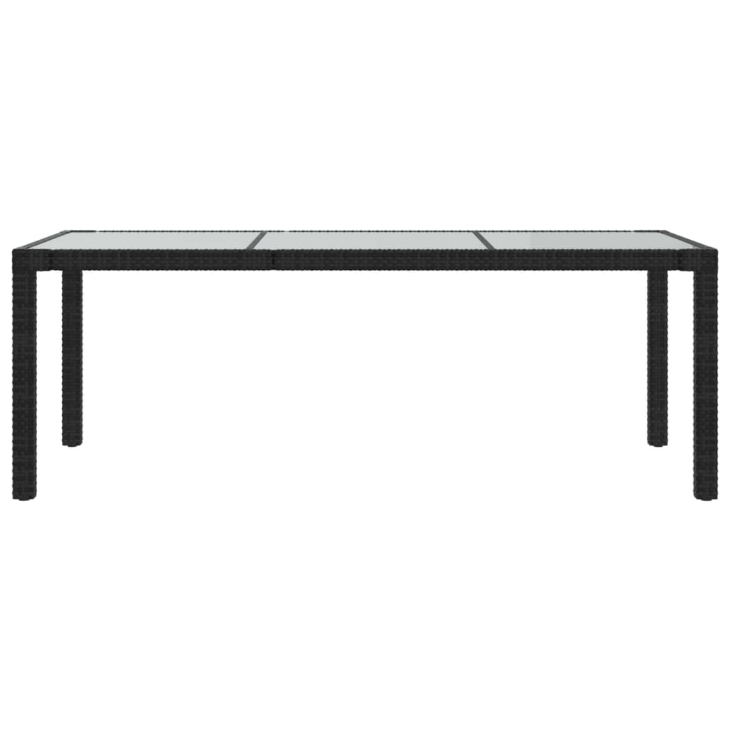 Vrtni stol crni 190x90x75 cm od kaljenog stakla i poliratana