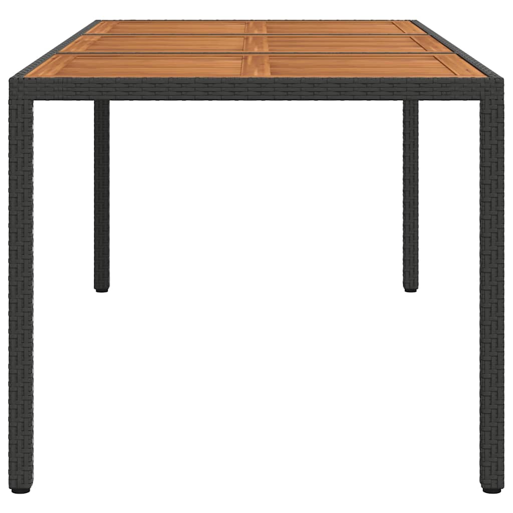 Vrtni stol od poliratana i bagremovog drva 190x90x75 cm crni