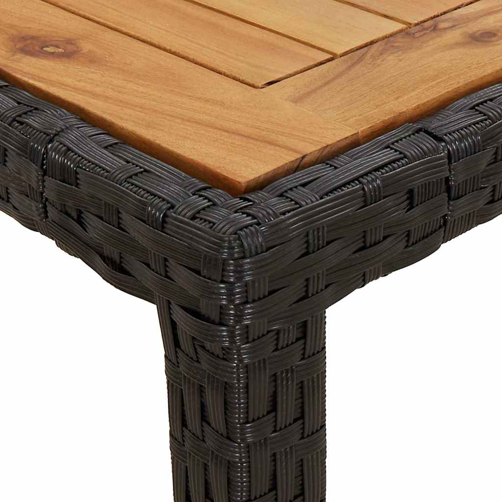 Vrtni stol od poliratana i bagremovog drva 190x90x75 cm crni