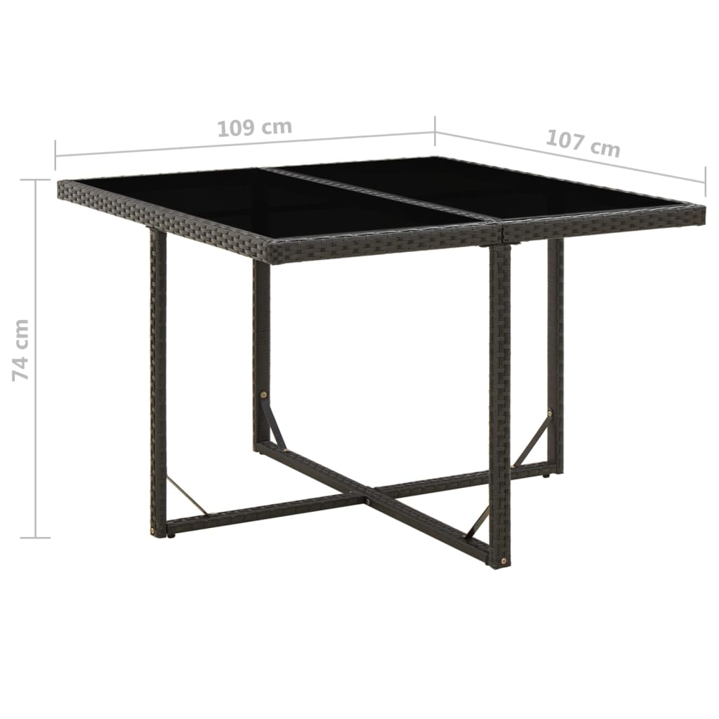 Vrtni stol crni 109 x 107 x 74 cm od poliratana i stakla