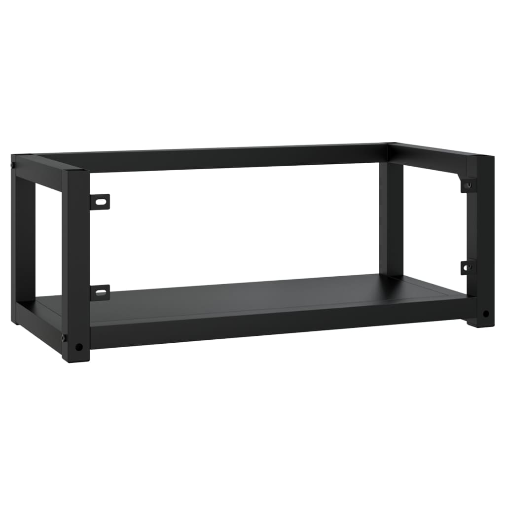 Zidni okvir za kupaonski umivaonik crni 79x38x31 cm željezni