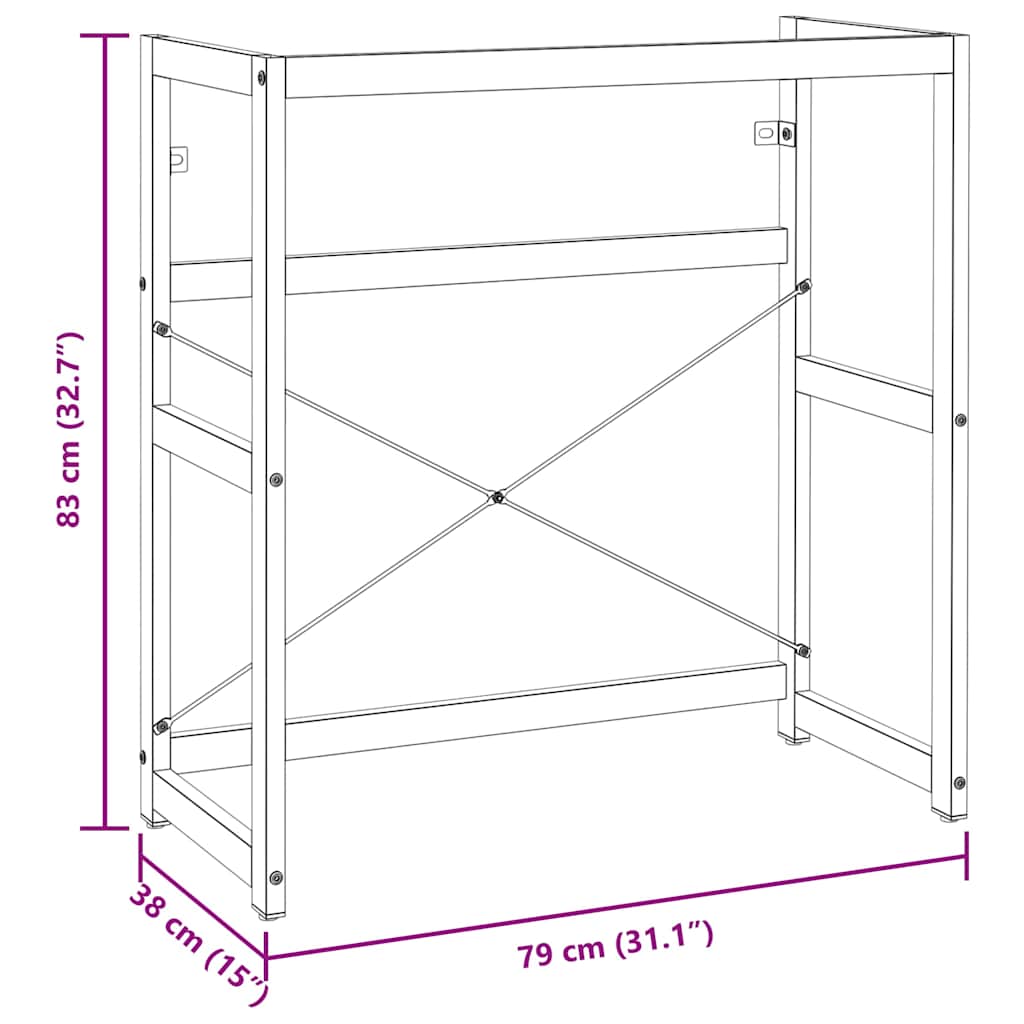 Okvir za kupaonski umivaonik crni 79 x 38 x 83 cm željezni