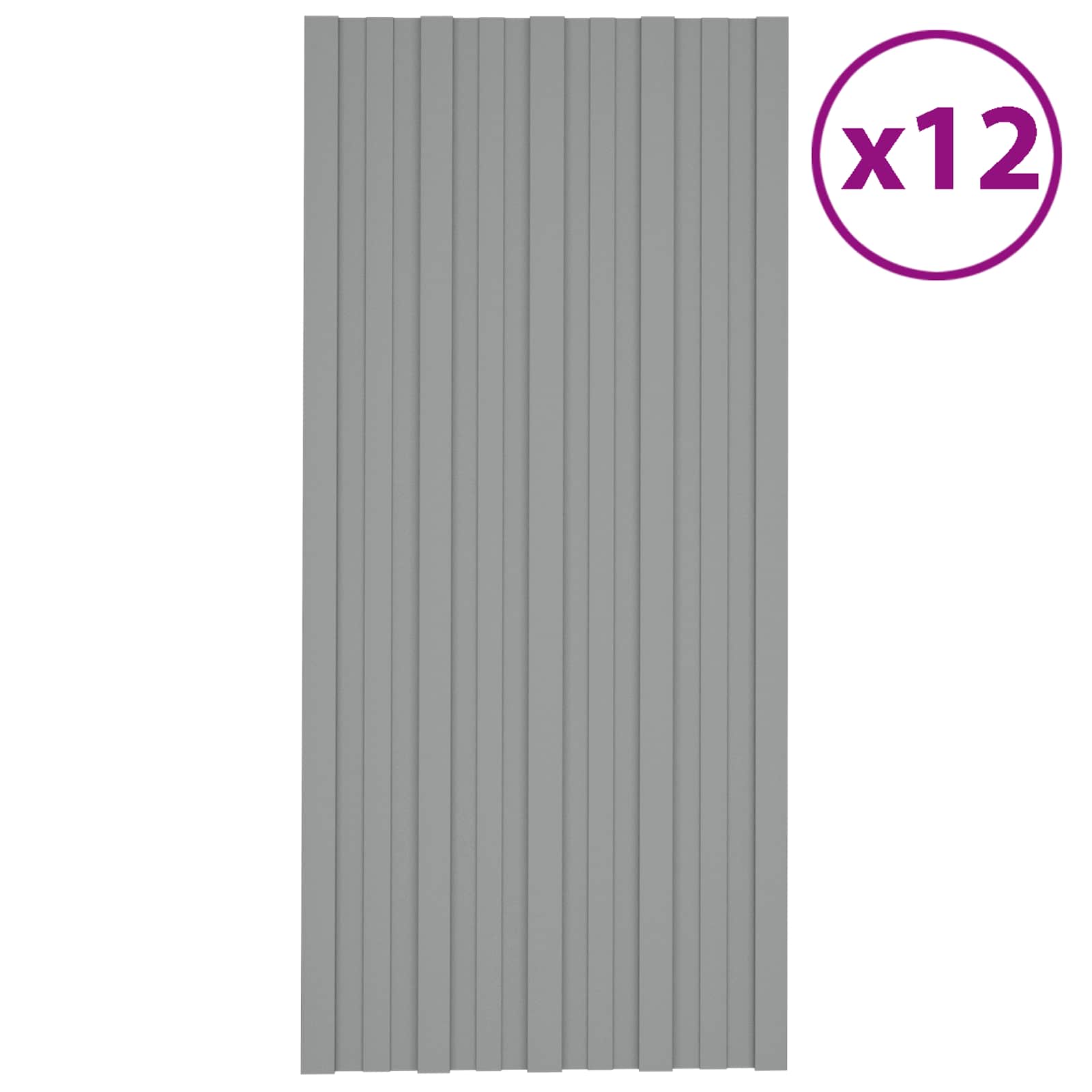 Krovni panel 12 pcs Siva 100 x 45 cm Pocinčani čelik