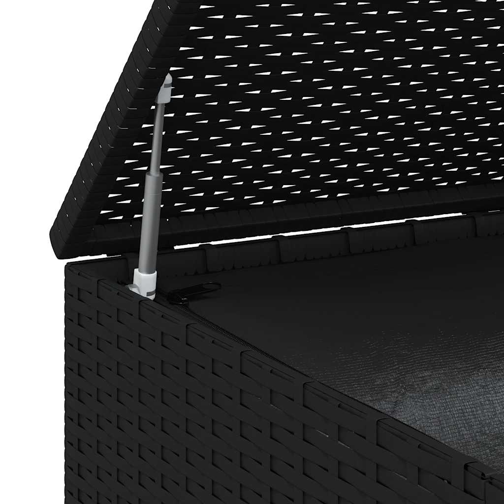 Kutija za vrtne jastuke od PE ratana 100 x 49 x 103,5 cm crna