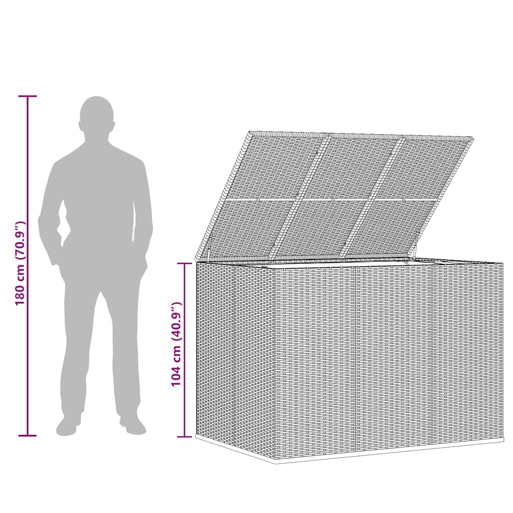 Kutija za vrtne jastuke od PE ratana 145 x 100 x 103 cm siva