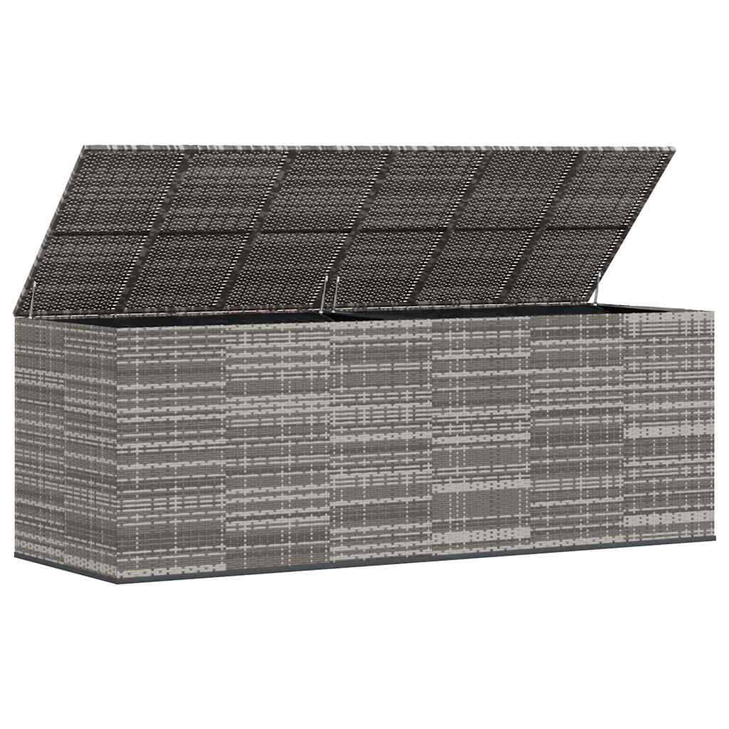 Kutija za vrtne jastuke od PE ratana 291 x 100,5 x 104 cm siva