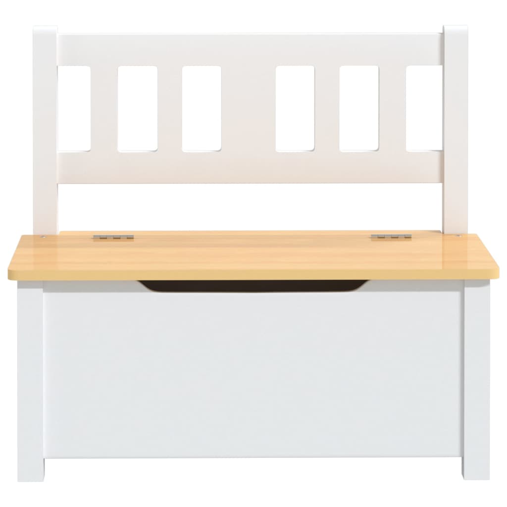 Dječja klupa za pohranu bijela i bež 60 x 30 x 55 cm MDF