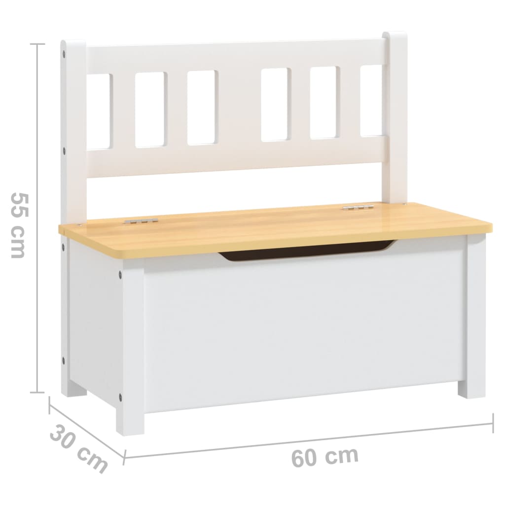 Dječja klupa za pohranu bijela i bež 60 x 30 x 55 cm MDF