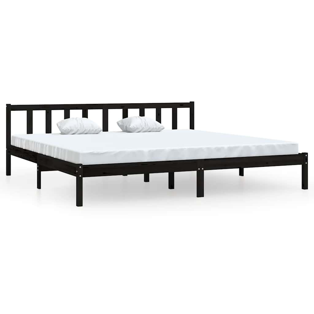 Okvir za krevet od masivne borovine crni 200 x 200 cm